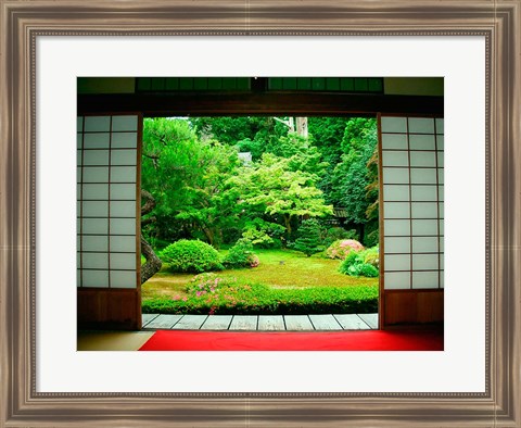 Framed Traditional Architecture and Zen Garden, Kyoto, Japan Print