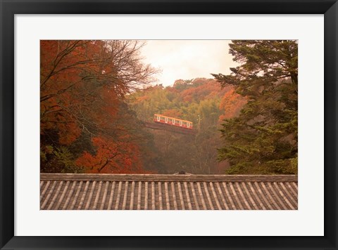 Framed Fall Color around Cable Train Railway, Kyoto, Japan Print