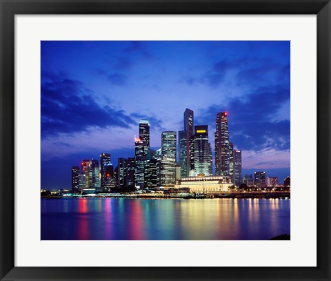 Framed Singapore Skyline at Night Print