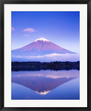 Framed Mt Fuji with Lenticular Cloud, Motosu Lake, Japan Print