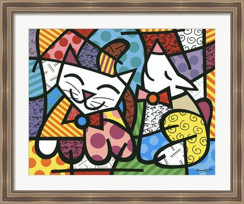 Framed Happy Cat and Snob Dog Print