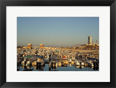 Framed Kuwait, Kuwait City, yacht boats in pleasure port Print