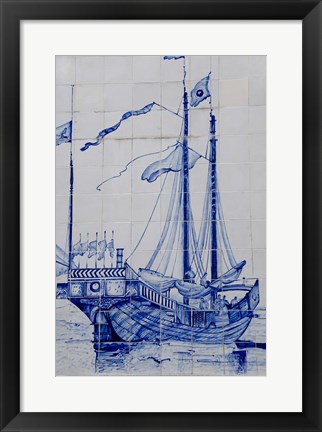 Framed China, Macau Historic Center of Macau, UNESCO Tile art, Chinese Junk Print