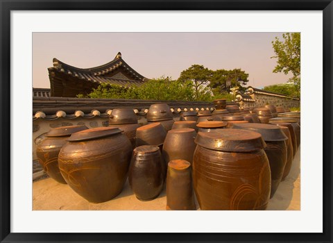 Framed Traditional Korean House, Namsangol Hanok Village, Seoul, South Korea Print