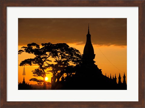 Framed Asia, Laos, Vientiane That Luang Temple, sunrise Print