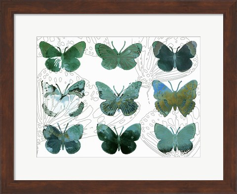 Framed Layered Butterflies I Print