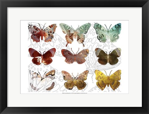 Framed Layered Butterflies II Print