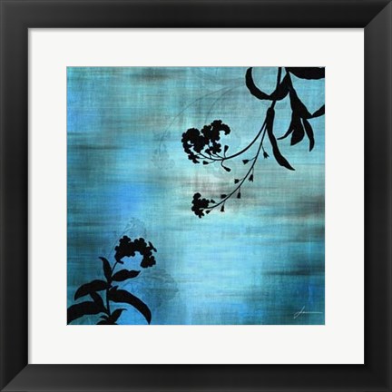 Framed Aqua Floral I Print