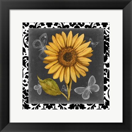 Framed Ornate Sunflowers I Print