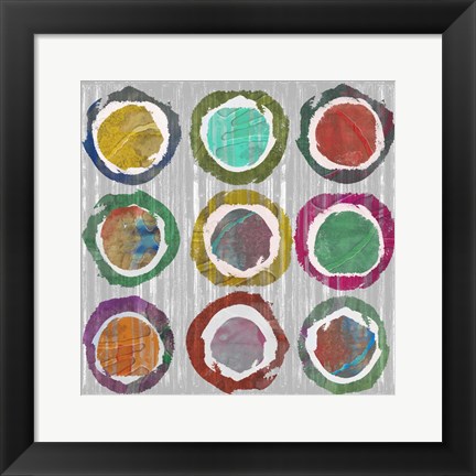 Framed Jagged Circles I Print