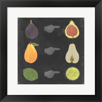 Framed Blackboard Fruit I Print