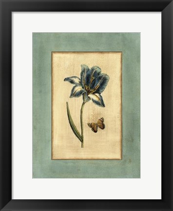 Framed Crackled Spa Blue Tulip I Print