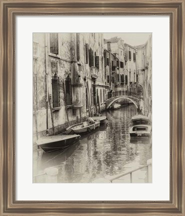 Framed Six Boats Sepia Print