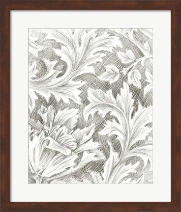 Framed Floral Pattern Sketch II Print