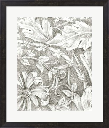 Framed Floral Pattern Sketch IV Print