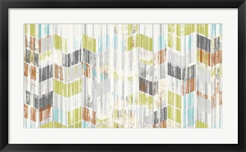 Framed Brushed Chevron I Print