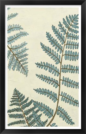 Framed Blue Fern Trio III Print