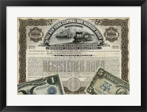 Framed Antique Stock Certificate I Print