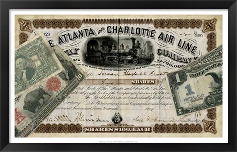 Framed Antique Stock Certificate IV Print