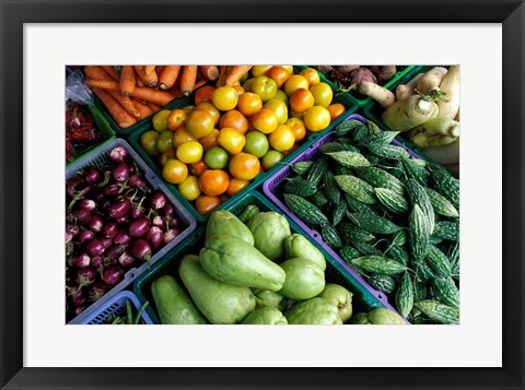 Framed Asia, Singapore. Fresh produce for sale at street market Print