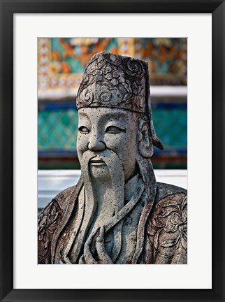 Framed Farang Guard, Wat Pho, Bangkok, Thailand Print