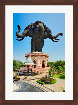 Framed Giant three headed elephant, the Erawan Museum in Samut Prakan, Bangkok, Thailand Print