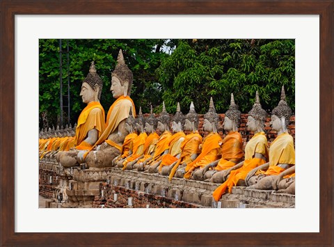 Framed Row of Buddha statues, Wat Yai Chaya Mongkol or The Great Temple of Auspicious Victory, Ayutthaya, Thailand Print