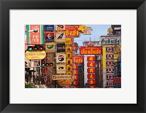 Framed Signs in Chinatown, Bangkok, Thailand Print