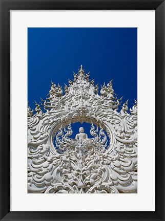 Framed new all white temple of Wat Rong Khun in Tambon Pa O Don Chai designed by Chalermchai Kositpipat. Print