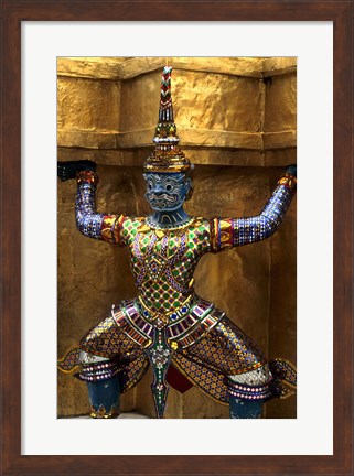 Framed Close-up of beautiful gold decorations at Emerald Buddha in Grand Palace in Bangkok Thailand Print