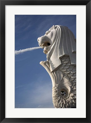 Framed Singapore. Merlion statue in the Merlion Park Print