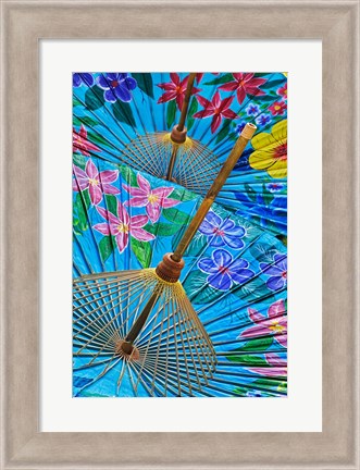 Framed Decorative umbrellas, Chiang Mai, Thailand Print