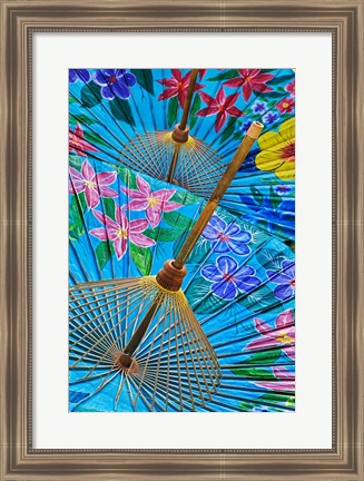 Framed Decorative umbrellas, Chiang Mai, Thailand Print