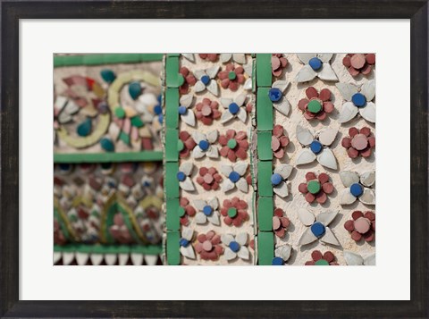 Framed Bell Tower porcelain patterns, Grand Palace, Bangkok, Thailand Print