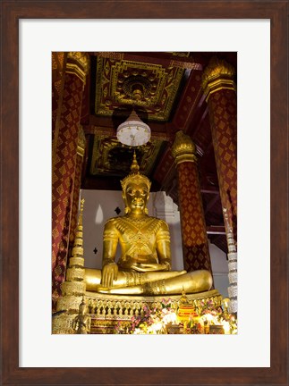 Framed Bronze cast seated Buddha covered in gold, Wat Na Phramane, Ayuthaya, Thailand Print