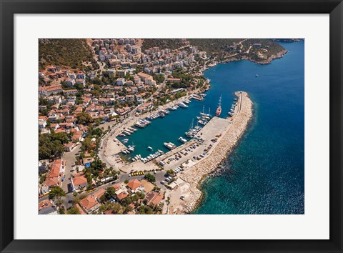 Framed Kas Harbor, Aerial, Antalya, Turkey Print