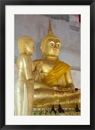 Framed Golden Buddha statue at Khunaram Temple, Island of Ko Samui, Thailand Print