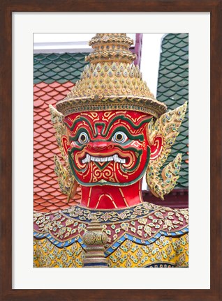 Framed Buddhist mythology yaksa, Temple of the Emerald Buddha, Bangkok, Thailand Print