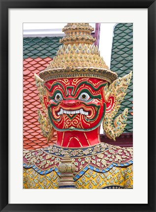 Framed Buddhist mythology yaksa, Temple of the Emerald Buddha, Bangkok, Thailand Print