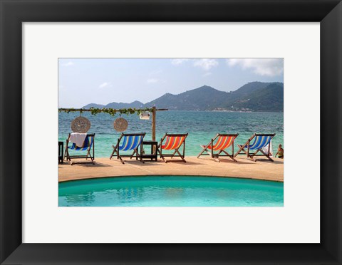 Framed Swimming pool, Gulf of Thailand at Chaweng beach, Ko Samui, Thailand Print