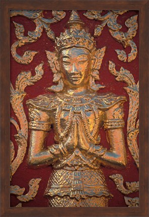 Framed Gold Leafed Deatil at Wat Doi Suthep, Chiang Mai, Thailand Print