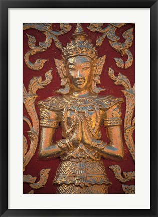 Framed Gold Leafed Deatil at Wat Doi Suthep, Chiang Mai, Thailand Print