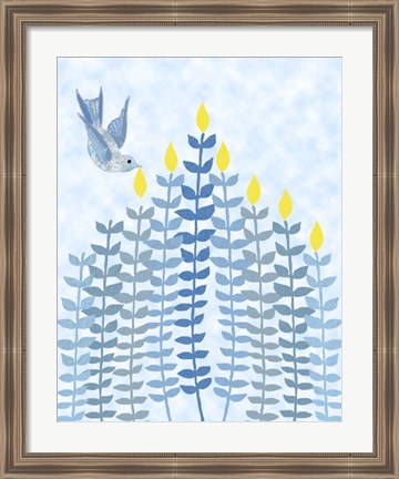 Framed Bird Hanukkah Candles Print