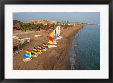 Framed Sailboats on the Beach, Belek, Antalya, Turkey Print