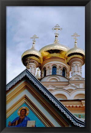 Framed Gold Onion Dome of Alexander Nevsky Cathedral, Russian Orthodox Church, Yalta, Ukraine Print