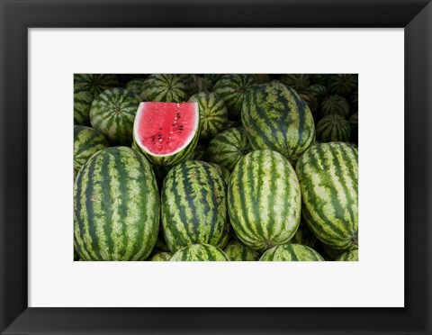 Framed UAE, Abu Dhabi Watermelon at the market Print