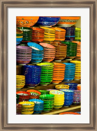 Framed Bowls and Plates on Display, For Sale at Vendors Booth, Spice Market, Istanbul, Turkey Print