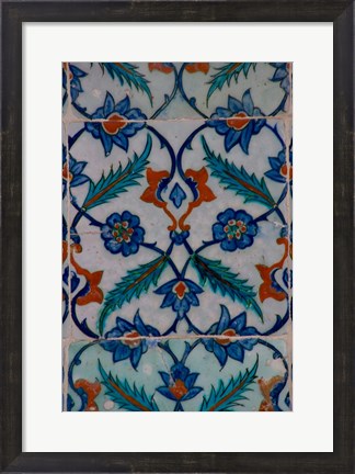 Framed Colorful Tile Work in the Topkapi Palace, Istanbul, Turkey Print