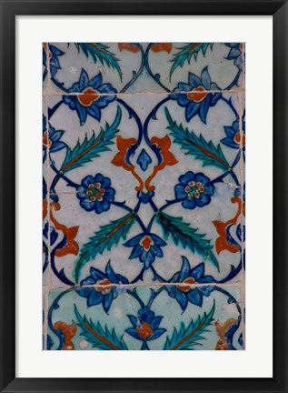 Framed Colorful Tile Work in the Topkapi Palace, Istanbul, Turkey Print