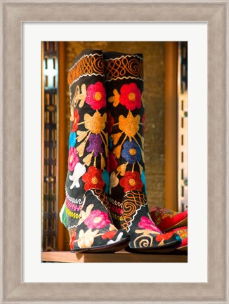 Framed Display of Shoes For Sale at Vendors Booth, Spice Market, Istanbul, Turkey Print